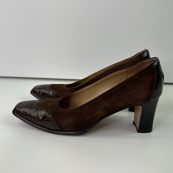 Martine Clay Brown Suede Heel Pumps - Picture 5 of 12